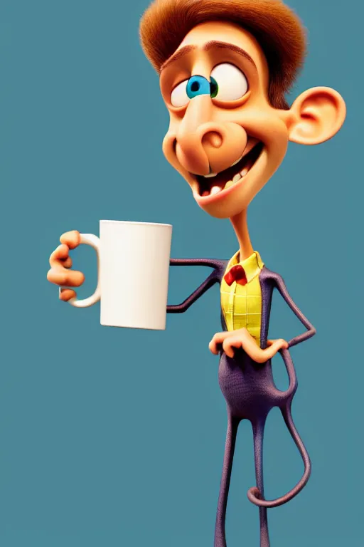 Prompt: portrait of the crazy dentist holding a cup of coffee, full body. pixar disney 4 k 3 d render funny animation movie oscar winning trending on artstation and behance. ratatouille style.