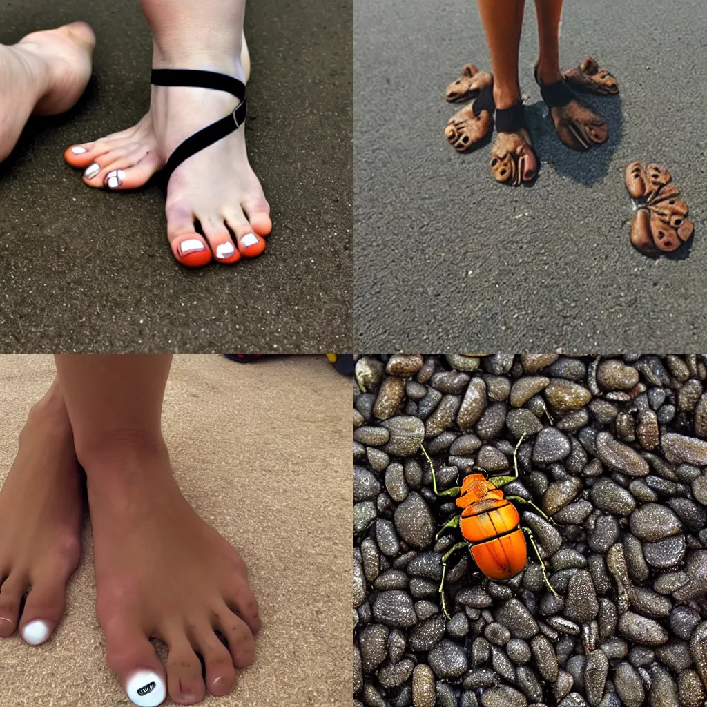 Prompt: a beetle posting feet pics