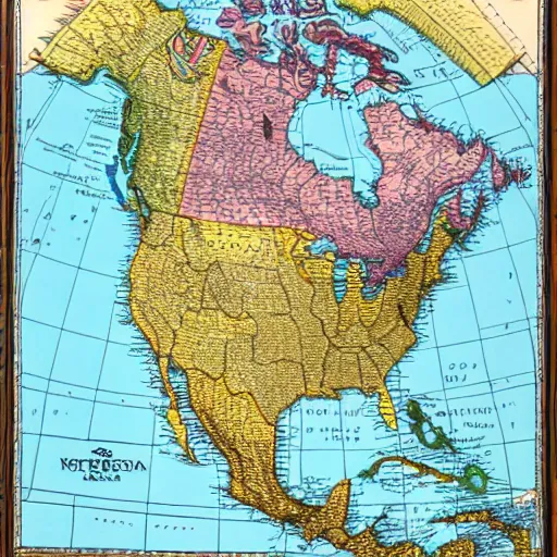 Image similar to a map of north america, labeled