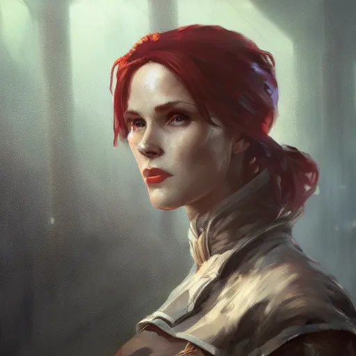 Prompt: triss merigold cyberpunk, oil painting, Tooth Wu, Greg Rutkowski, RPG portrait, dynamic lighting, fantasy art, High contrast, depth of field