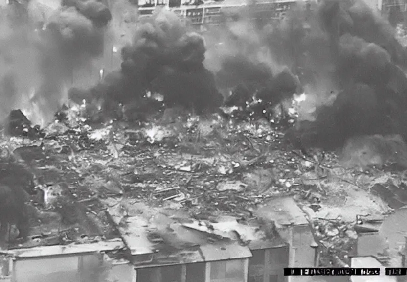 Image similar to cctv footage of a gas explosion