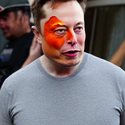 Image similar to elon musk wearing orange facepaint