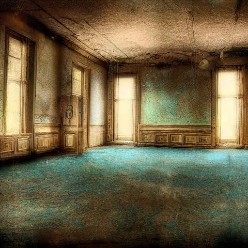 Image similar to old abandoned ballroom photograph color moody