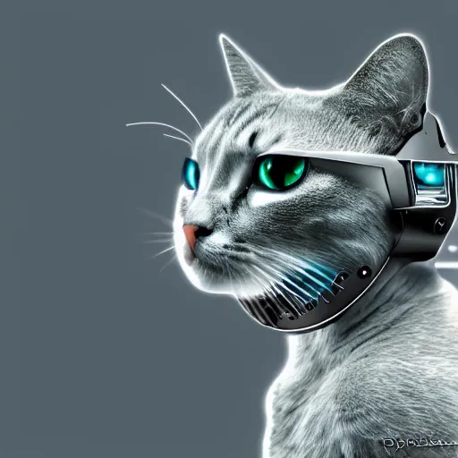 Image similar to cyborg cat, futuristic, digital art, center focus