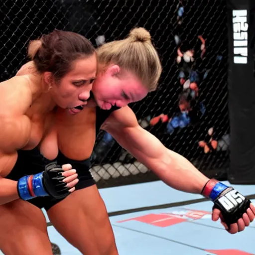 Image similar to transgender muscular woman beating up woman in ufc