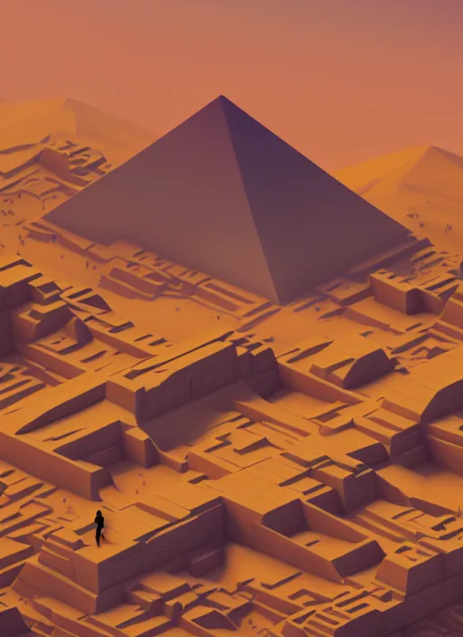 Image similar to a low poly isometric render of futuristic egypt with pyramids in the style of monument valley, intricate, elegant, smooth shading, soft lighting, illustration, simple, solid shapes, by magali villeneuve, jeremy lipkin and michael garmash, rob rey and kentaro miura style, octane render, midsommar