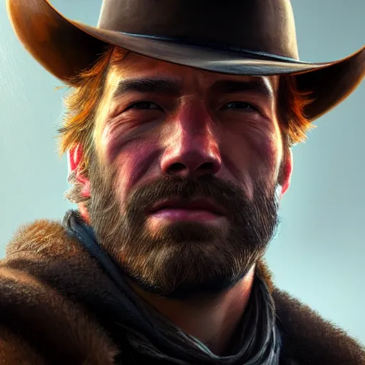 Prompt: ultra detailed close up facial portrait of arthur morgan, extremely detailed digital painting, in the style of fenghua zhong and ruan jia and jeremy lipking and peter mohrbacher, mystical colors, rim light, beautiful lighting, 8 k, stunning scene, raytracing, octane, trending on artstation - h 7 6 8