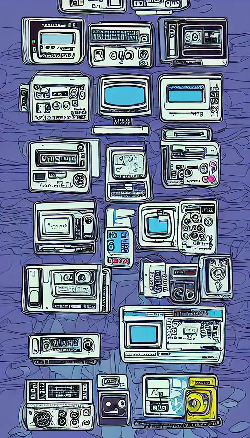 Prompt: 9 0 s technologies digital art. illustrator