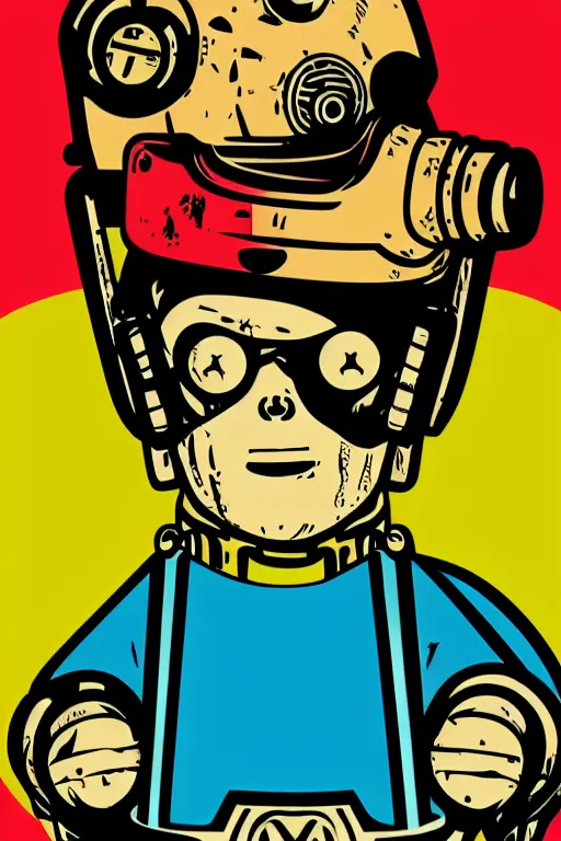 Image similar to fallout 7 6 retro futurist illustration art by butcher billy, sticker, colorful, illustration, highly detailed, simple, smooth and clean vector curves, no jagged lines, vector art, smooth andy warhol style