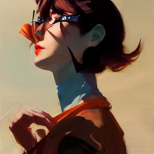 Image similar to greg manchess close up biorama of cyber beauty manga character, medium shot, asymmetrical, profile picture, organic painting, sunny day, matte painting, bold shapes, hard edges, street art, trending on artstation, bokeh, by huang guangjian and gil elvgren and sachin teng