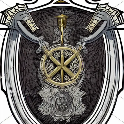 Image similar to coat of arms on a shield, vector art, brian froud