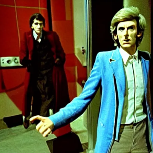 Prompt: scene from Doctor Who, 1970s