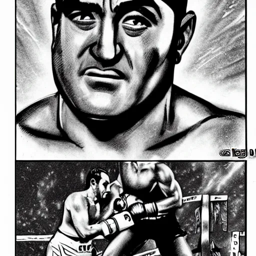 Image similar to boxing world champion rocky marciano in the style of the manga sun - ken - rock