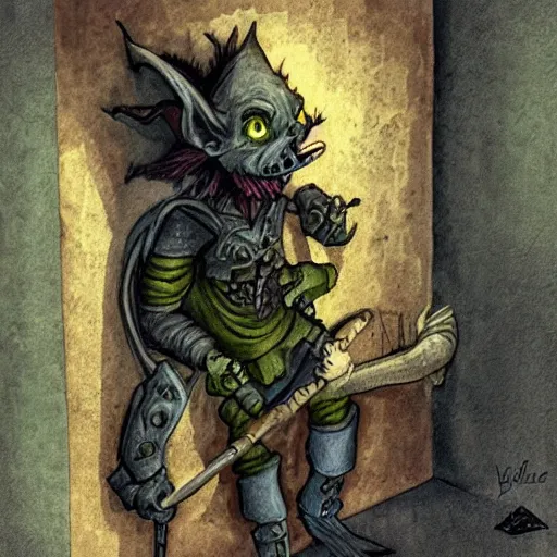 Prompt: goblin in a jail, fantasy style art