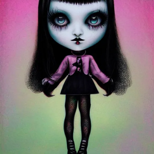 Image similar to goth girl in the style of mark ryden