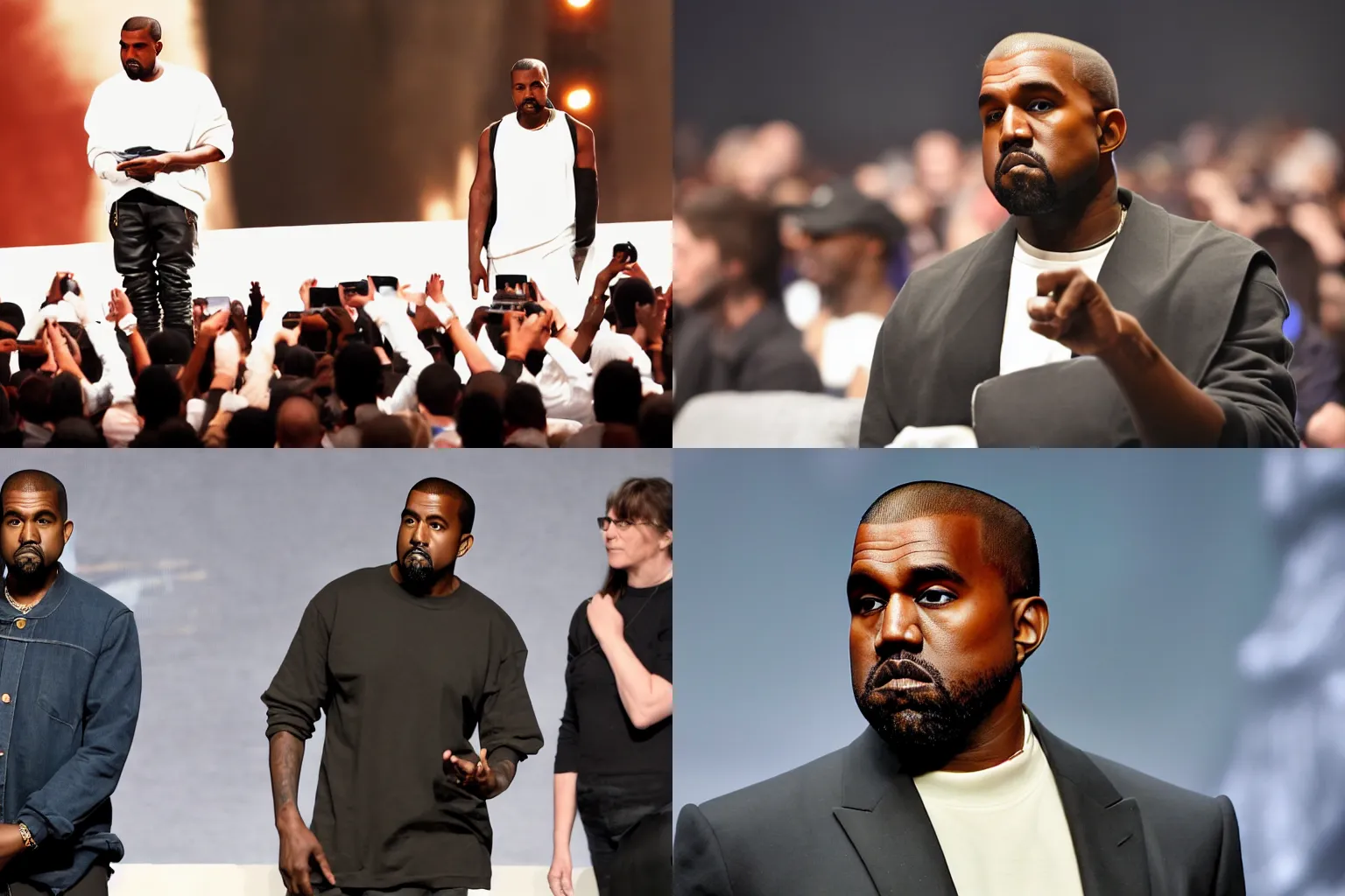 Prompt: Kanye West presenting at E3