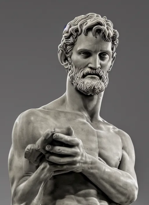 Image similar to Michelangelo's statue of Pewdiepie, highly detailed, 8k