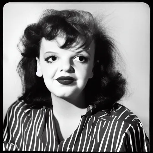 Image similar to photographic portrait of a hybrid of k. j. steinberg and judy garland aged 2 2, with a fringe, 8 k