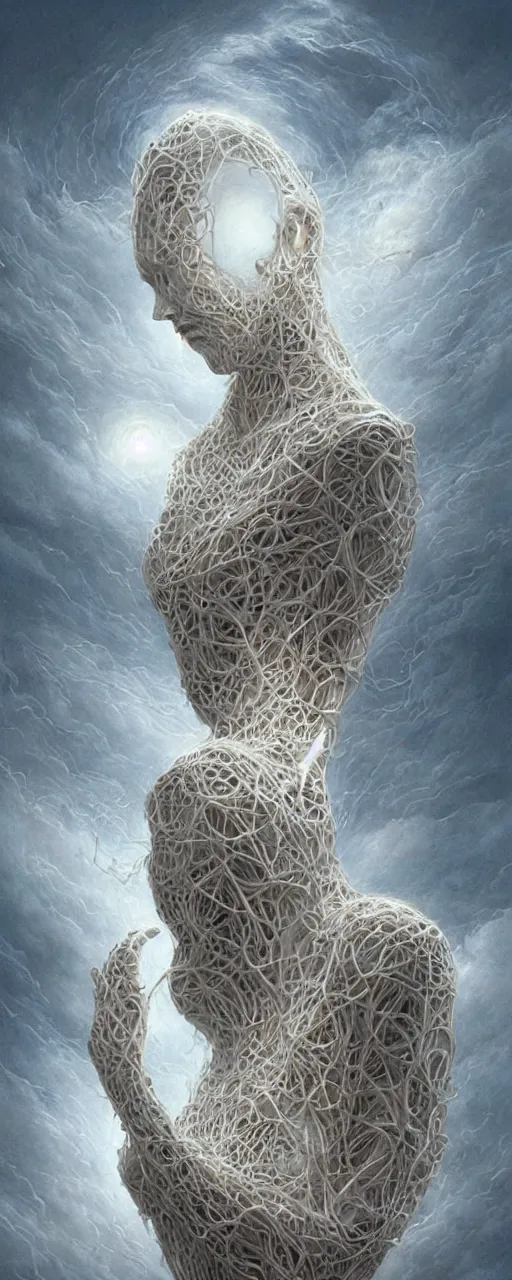 Image similar to conjuring an image from noise, by michael parkes, peter gric, and greg rutkowski, intricate, artgerm