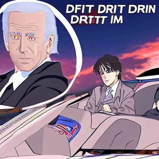 Image similar to biden initial d drift, anime