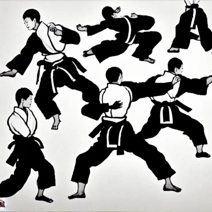 Prompt: Chinese black and white ink martial arts
