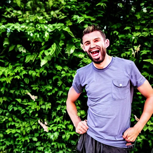 Prompt: man smiling with the largest teeth ever