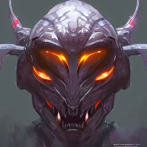 Image similar to Cyborg dragon portrait, artstation