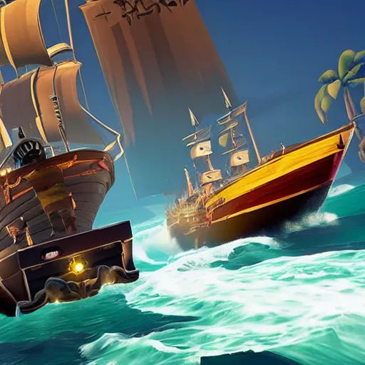 Prompt: a racing game set in sea of thieves