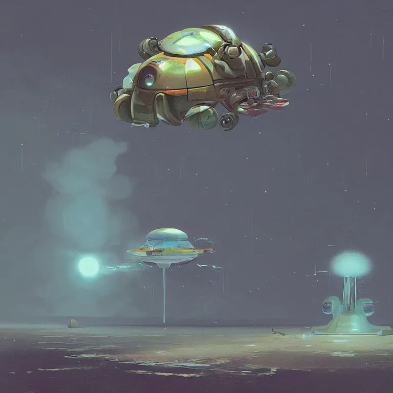 Image similar to robotic hermit crab space ship, concept art, by John Harris, by Simon Stålenhag