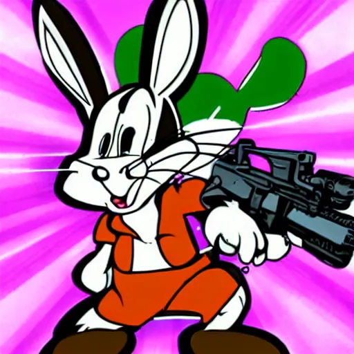 bugs bunny with gun