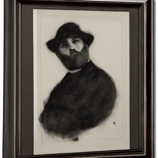 Image similar to portrait of an occult detective by alfred stevens in charcoal