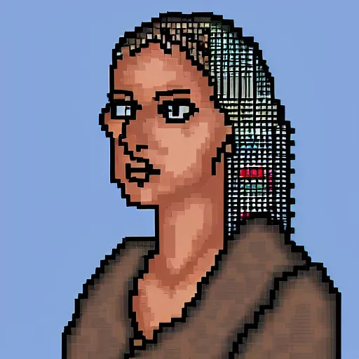 Prompt: female portrait, pixel art