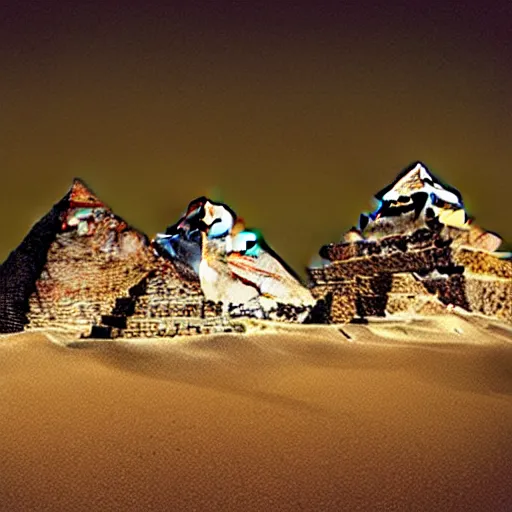 Prompt: the great pyramids in cyberpunk style by pablo picasso
