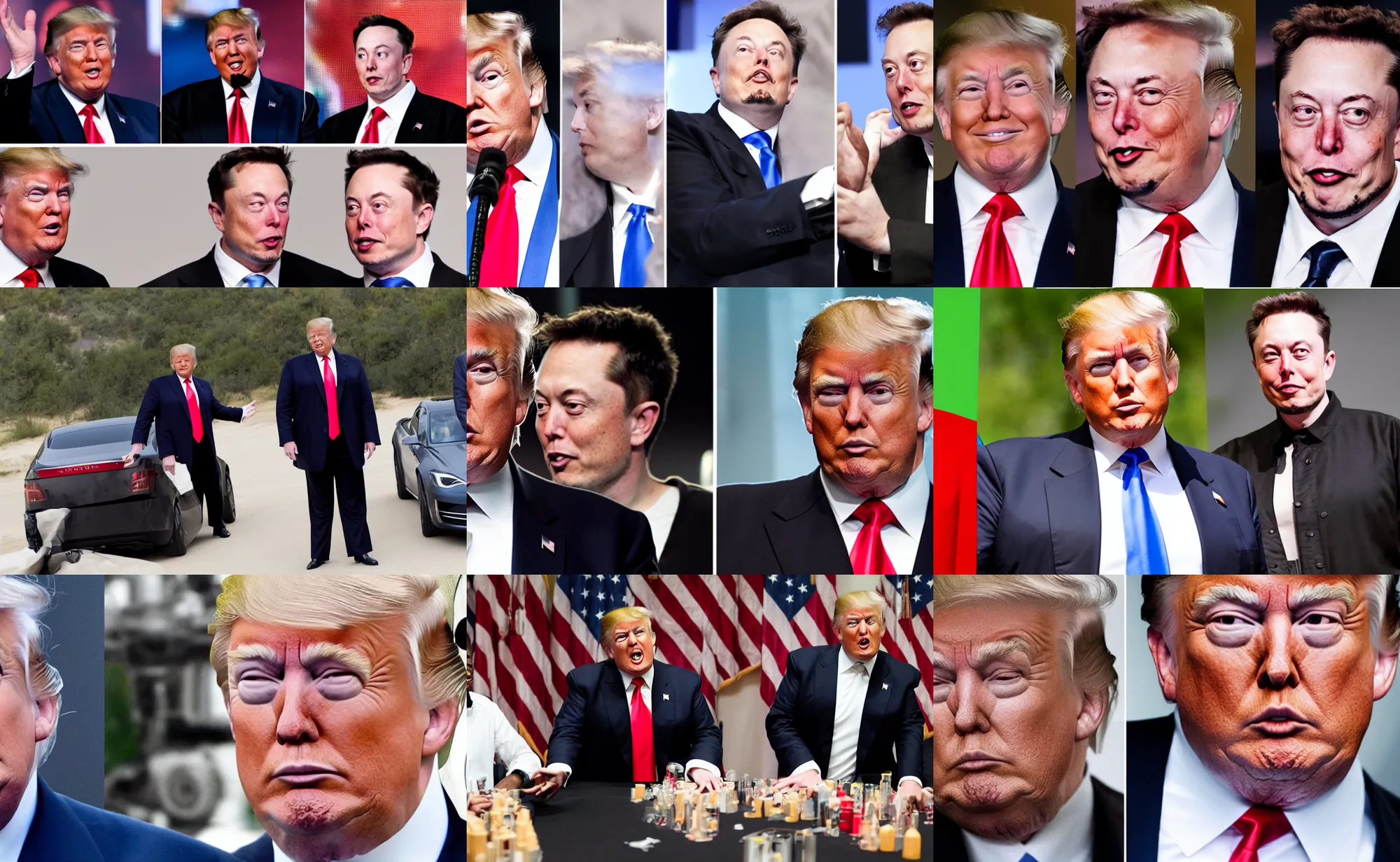 Prompt: donald trump and elon musk play the hit game among us together