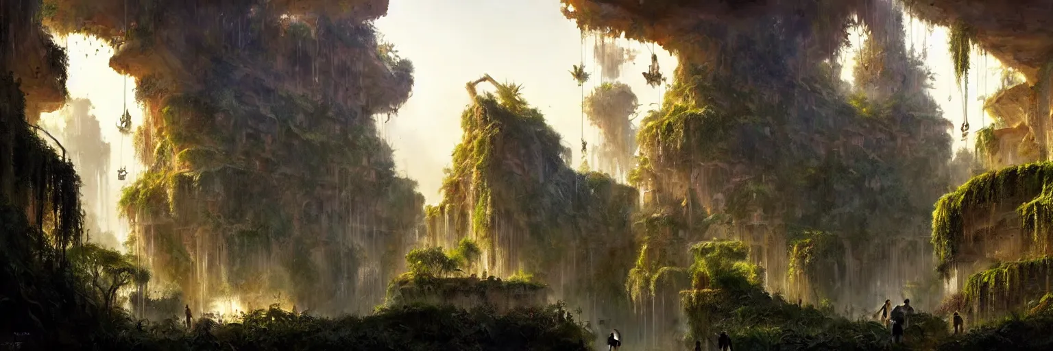Image similar to a cinematic scene from the hanging gardens of babylon, concept art by james gurney and greg rutkowski, dramatic lighting, ultra hd, hdr, 8 k