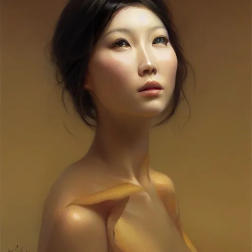 Prompt: yanjun cheng portrait of a beautiful vietnamese woman, intricate, detailed, symmetric face, by wlop and karol bak and bouguereau and santiago caruso