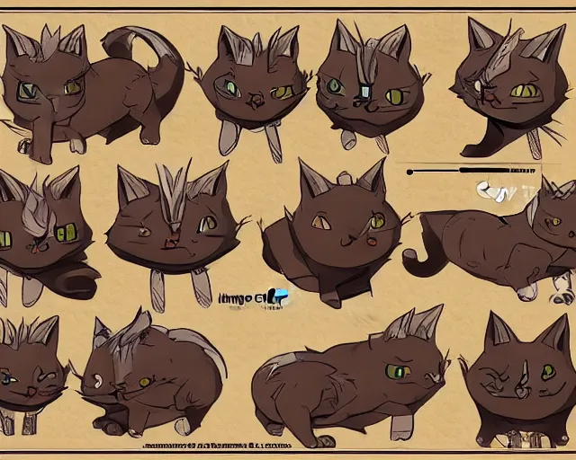 Image similar to 'how to draw king cat' reference sheet, trending on artstation, indie games, digital art, line art