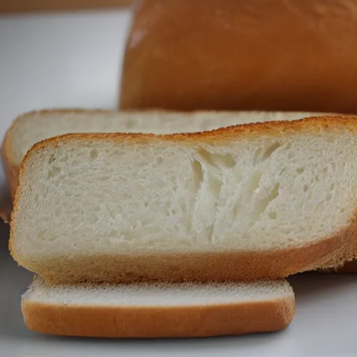 Prompt: extremely detailed close up of a piece of white bread