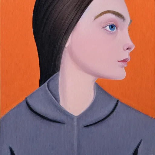 Prompt: professional painting of Elle Fanning in the style of George Tooker, head and shoulders portrait, symmetrical facial features, smooth, sharp focus, illustration, intricate, stormy weather, extremely detailed masterpiece,