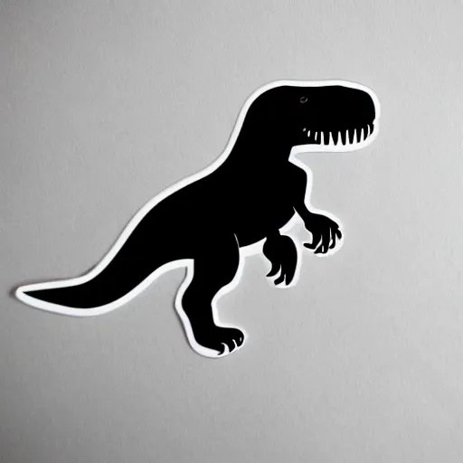 Image similar to a die - cut sticker of a t - rex on a white background, black and white