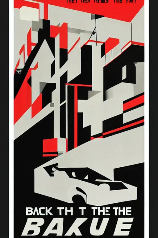 Image similar to back to the future, poster art by el lissitzky, bauhaus, constructivism, poster art, concert poster