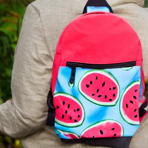 Prompt: backpack, a child's backpack designed after a watermelon, product photo, detailed