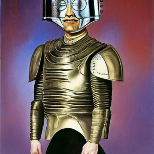 Image similar to mark hamill wearing a suit of armor, salvador dali painting