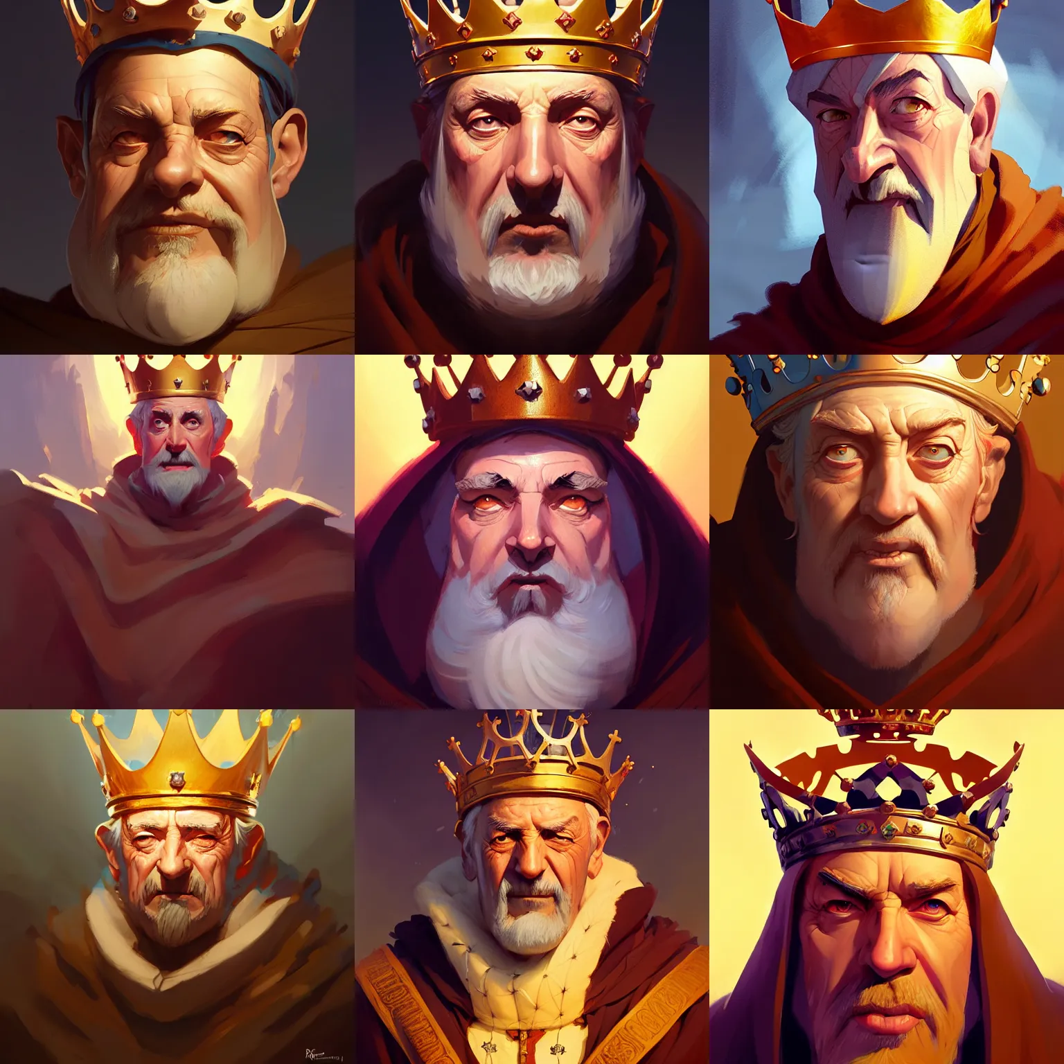 Prompt: portrait of a medieval old king with a crown, behance hd by jesper ejsing, by rhads, makoto shinkai and lois van baarle, ilya kuvshinov, rossdraws global illumination