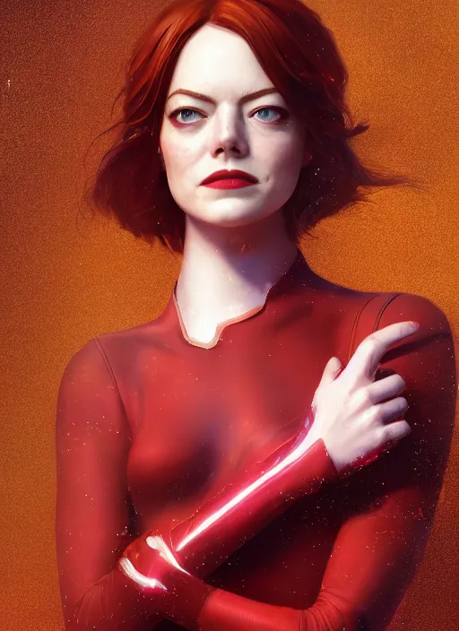 Prompt: portrait of emma stone as the scarlet witch, hyper detailed, digital art, cinematic lighting, studio quality, smooth render, unreal engine 5, octane rendered, art style by klimt and nixeu and ian sprigger and krenz cushart.