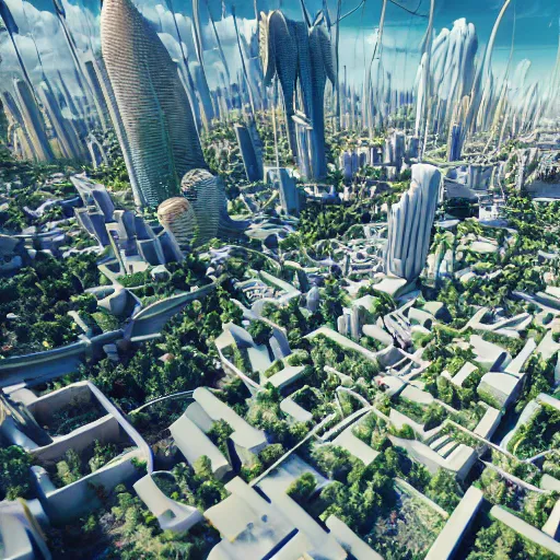 Image similar to Bustling photorealistic!!! utopian city reimagined by Max Hay, inverted fisheye lens!!!, eyelevel!!! view!!! photography, trending on artstation, 4k, 8k, lens distortion, chromatic aberration, soft focus blur, photorealistic imagery, photorealistic details, intricate, highly detailed, artstation 3d, artstation render, artstation 3d render, 3d art, unreal engine 3d, octane 3d, blender 3d, 3d landscape