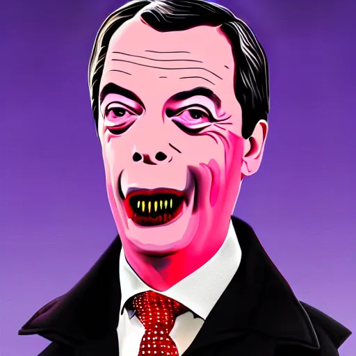 Image similar to nigel farage as count dracula, single candle light, digital painting, detailed, artistic, dramatic colors