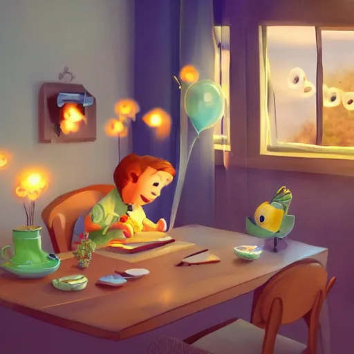 Prompt: very cute writer, pixar style, cinematic lighting, award winning photography