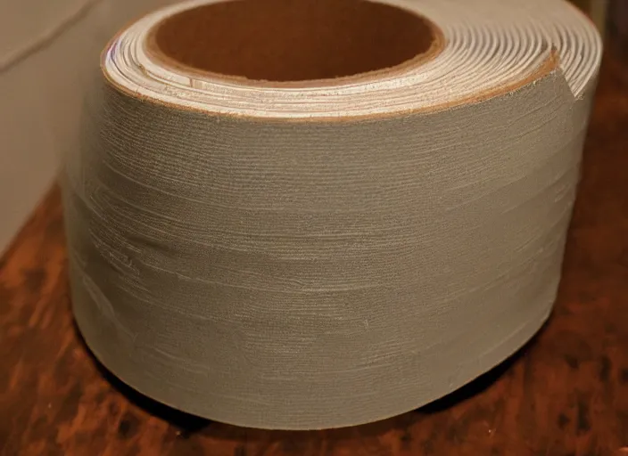 Prompt: lansdcape carved into a roll of duct tape, highly detailed, etheric, emotionally evoking