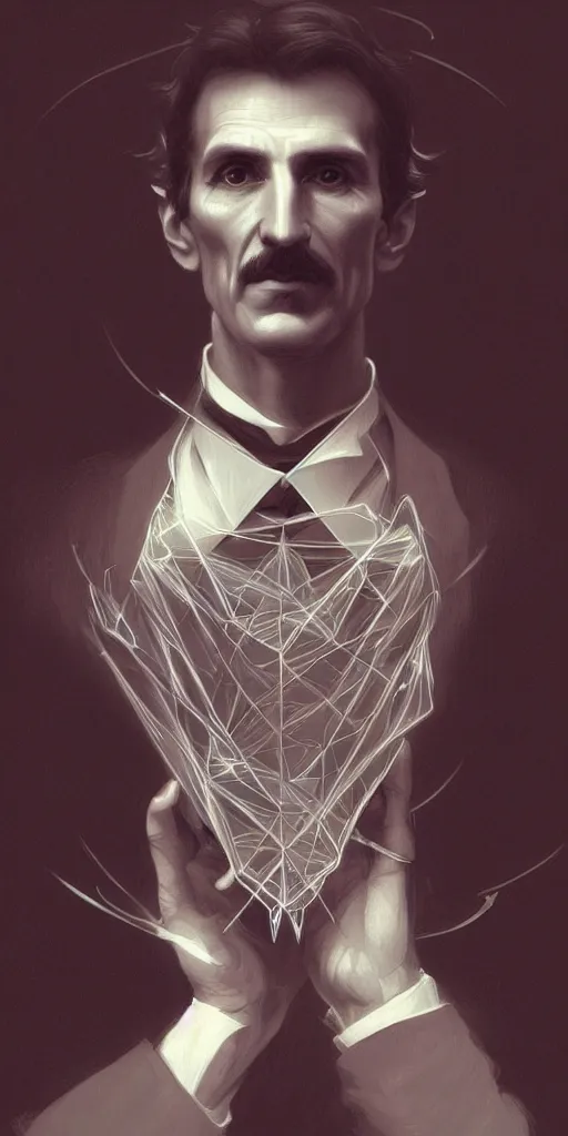 Prompt: portrait of nikola tesla, intricate, elegant, highly detailed, digital painting, artstation, concept art, smooth, sharp focus, illustration, art by artgerm and greg rutkowski and alphonse mucha and william - adolphe bouguereau